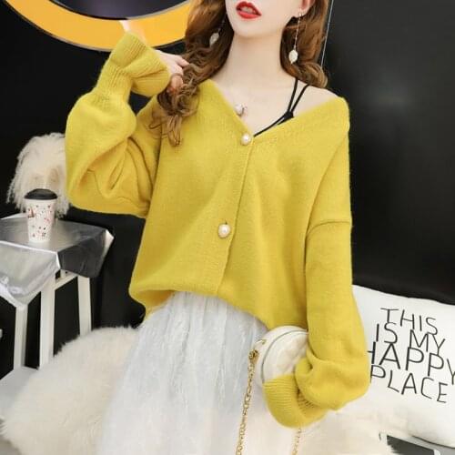 Spring Autumn Short Solid Color Knitted Cardigan Womens 2021 New Korean Fashion Petal Sleeve All-Match Sweater Coat Femme A799