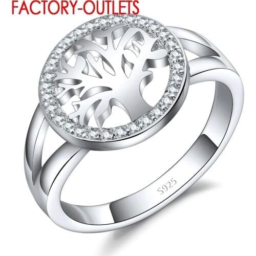 925 Sterling Silver Ring Fashion Jewelry Classic Style Tree Shape Cubic Zirconia Women Girls Party Engagement Wholesale