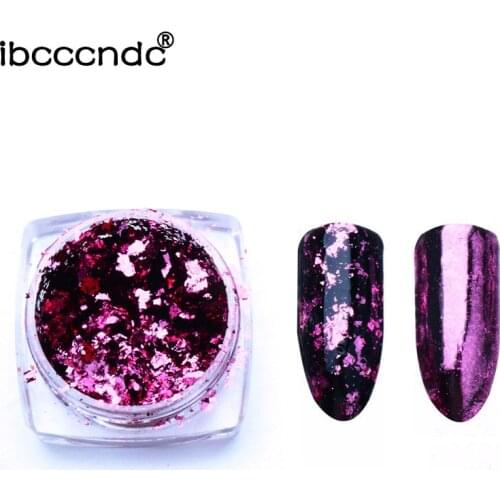 1box Magic Mirror Chameleon Glitter Nail Flakes Sequins Powder Gold Silver Red Irregular Pigment Manicure Nail Art Decoration