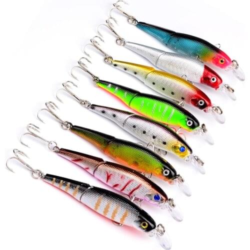1 Pc 2 Sections Fishing Lifelike Minnow Lure Hard Artificial Bait Hook Tackle