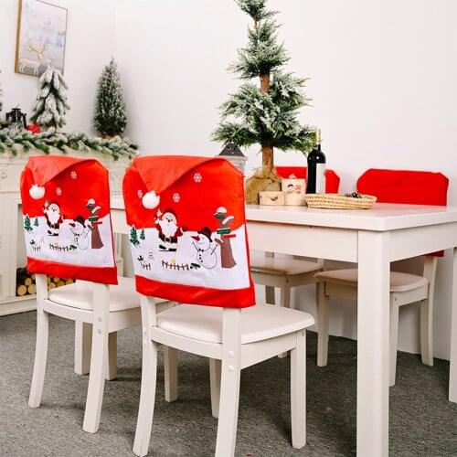 Sowman Non-Woven Fabric Chair Back Cover Christmas Decorative Seat Slipcover for Dining Room Kitchen Wedding 1pc