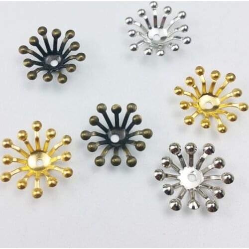 50pcs 14mm Filigree flower Wraps Metal Charms For Embellishment Scrapbook DIY Jewelry Metal Craft ear accessories