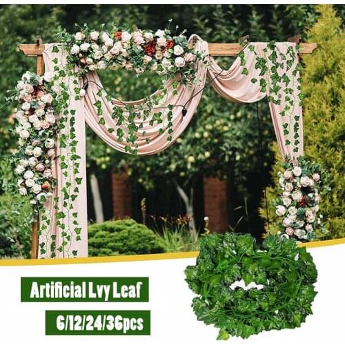 12/24/36Pcs 2Meter Artificial Lvy Leaf Vine Garland Fake Foliage Hanging Plants Decor Plant Wedding Party Decoration Accessories