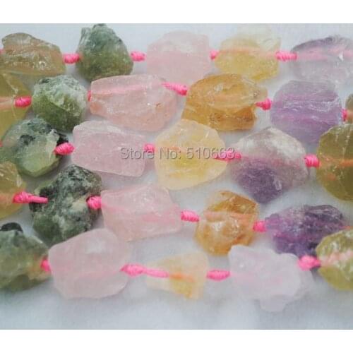 15.5" Length/1 string, Nature Rough Amethystt,Citrinee,Rosee Quartz,Luxury Necklace,Christmas Gift,Size: 30-40mm
