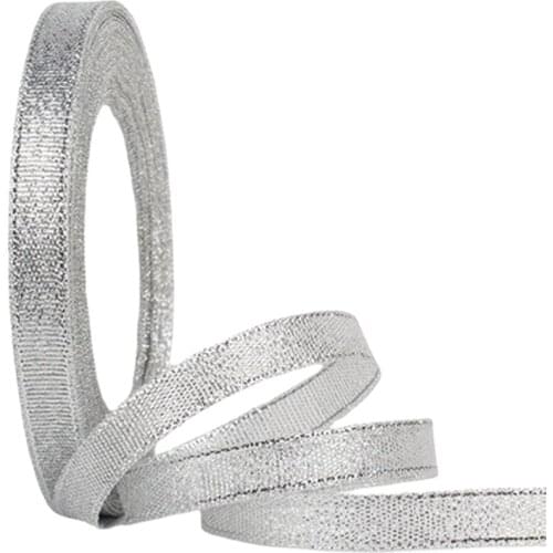 25Yards 6mm Gold/silver Glitter Ribbons DIY Artificial Silk Roses Crafts Supplies Handmade Sewing Accessories Festival Supplies