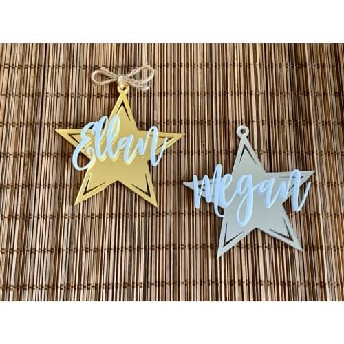 3D Custom Acrylic different name Ornament Star laser cut names wedding Family Christmas Gift Tags gift for guest party favor