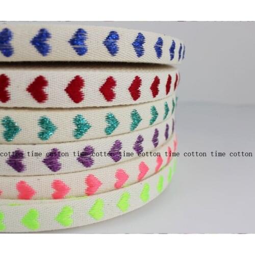 8 yards 15mm Golden Embroidery Heart Trim Cotton Mixed Braided rope Silver Cotton Cords Craft Decor Ropes Sewing Accessory