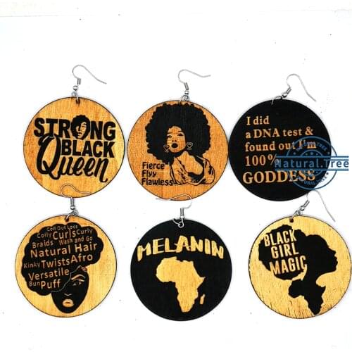Free shipping!!mixed design Black Girl Magic wooden earrings