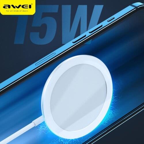 Awei W10 Mini Qi Wireless Charger Dock 15W Low Temperature Charger For iPhone 12 11 Pro Max XS XR Induction QI Fast Charging Pad