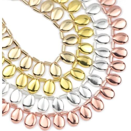 JHNBY Gold Water Drop Shape Pendants Hematite 13x18mm 5pcs Natural Stone Spacers Loose Beads For Jewelry Making Diy Accessories