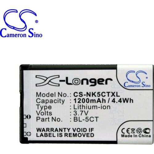 CameronSino for NOKIA 5220 5220 XpressMusic 5630 6303 6303 classic C3-01 C5 C5-00 C6-01 BL-5CT battery