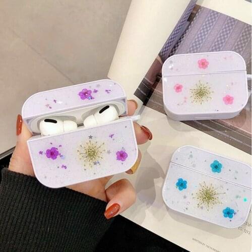 Real Dried Flower Case For Airpod Pro Luxury Glitter Girl Cases For Airpods Pro Wireless BluetoothEarphone Case Cover capa