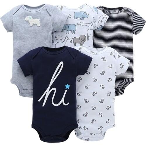 5pcs/lot Baby Romper Short Sleeve Cotton Boy Girl Clothes Wear Jumpsuits Clothing Set Body Suits 6 months to 24 months
