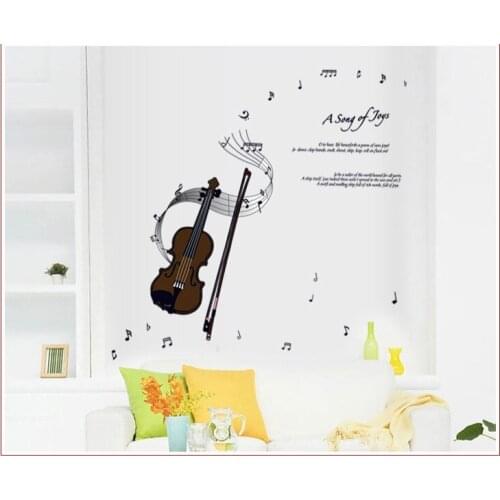DIY 3D Wall Art Violin Music Notes Wall Decals Vinyl Wall Sticker Quotes Kids Children Room Decoration Adesivo De Parede Posters