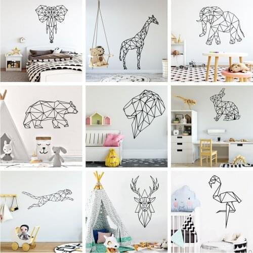Nordic style Geometry Animals Wall Sticker For House Decoration Living Room Bedroom Decor Art Decals Mural Vinyl Wall Stickers