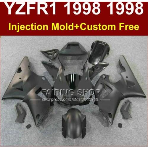 Matte black motorcycle fairings kit for YAMAHA YZF R1 YZF1000 98 99 aftermarket fairing parts R1 1998 1999 YZFR1 WJI8