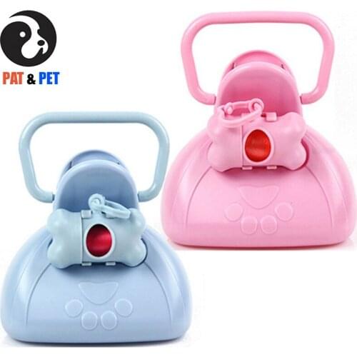 Dog Pooper Scooper with Poop Bags , Portable , Dog Waste Bag Dispenser Best for Medium , Small Dogs and Cats , Blue & Pink