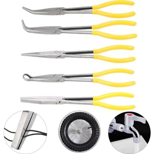 Straight Bent Tip Mechanic Equipment Extra Long Nose Pliers 1Pc Hand Tools