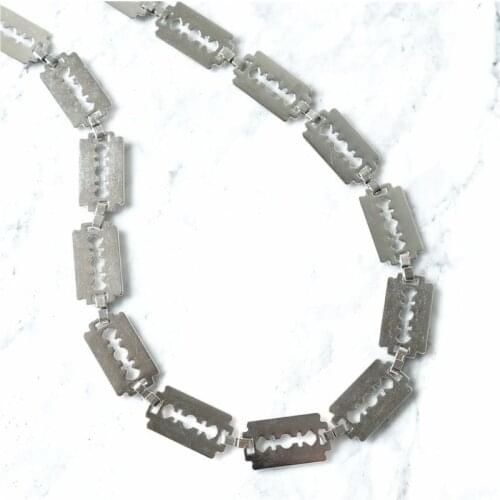 Fashion Retro Blade Styling Necklace Men Women Punk Dark Vintage Metal Necklaces Clothes Chain