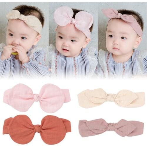 10pcs/lot Fashion Kids Girl Hair Accesories Cotton Linen Fabric Cute Bows Hair Bands Newborn Headbands Elastic Jewelry