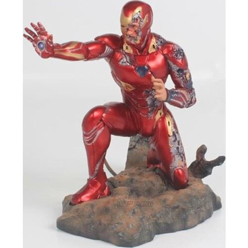 Hasbro Avengers Super Hero Iron Man MK50 Battle Damage Ver Statue Resin LED Light Desk Decoration Model Toys