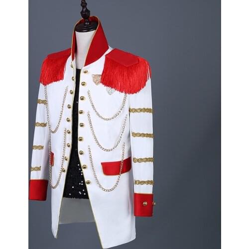 Mens red palace tassel slim suit new nightclub male singer concert host suit costume men jacket clothing outwear spring