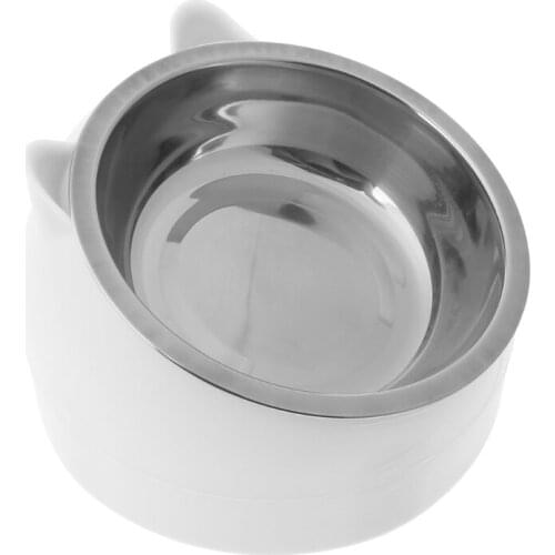 Stainless Steel Cat Dog Food Bowl 15°Slanted Non-slip Pet Utensils Puppy Feeding Container