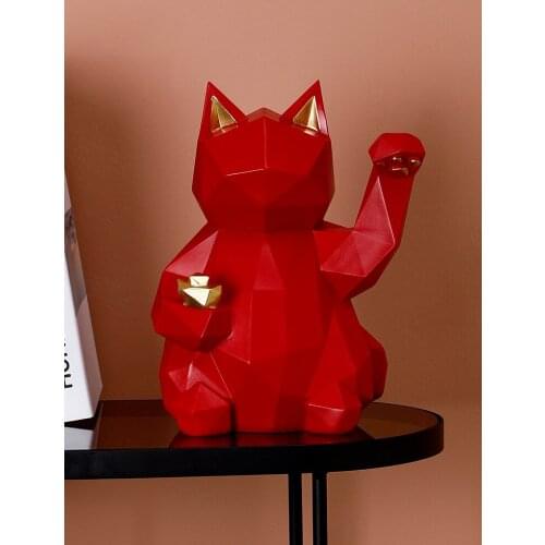 New Matte Color Lucky Cat Sculpture Decoration Home Living Room Decor Desktop Furnishings Crafts