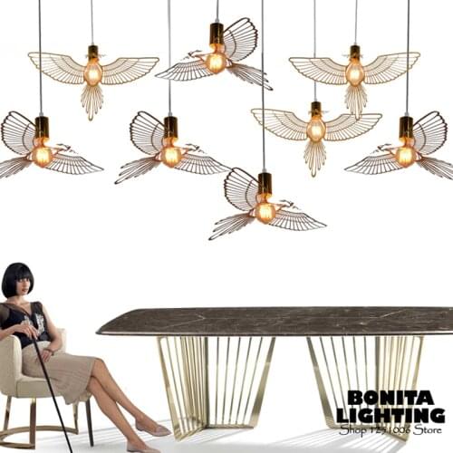 Pendant Lights Dinning Room modern Stainless steel Hollow Bird pigeon Olive branch Peace and love hanging lights bedroom