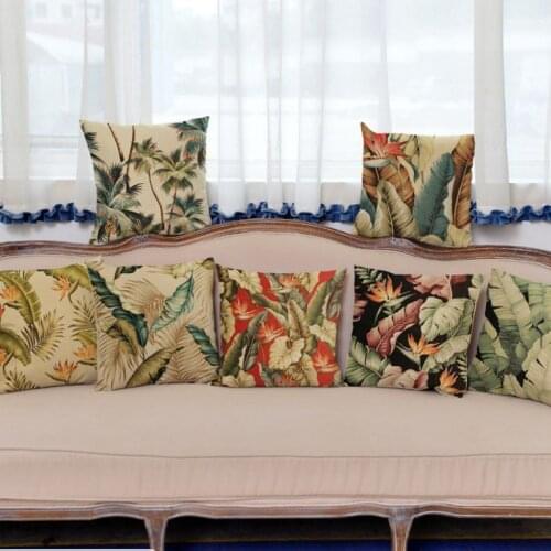Hot Home Square Cushion CaseThrow Pillow Case Tropical Plant Leaves Soft Room Gift Single Sides Printing