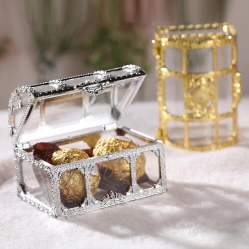Portable Candy Box European Hollow Gold Silver Treasure Chest Jewelry Ring Necklace Carrying Case Organizer Storage
