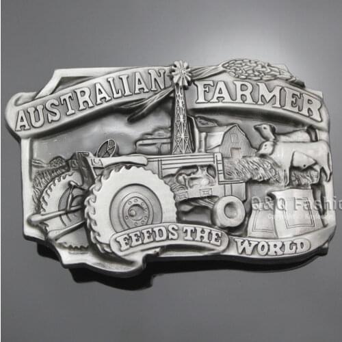Belt Buckle Jewelry 2020 New Vintage Silver Plated Australian Farm Barn Tractor Cow Homestead Western