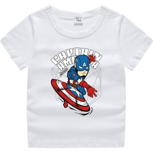Marvel Kids T-Shirt Children Disney Anime Figure Captain American Print Short Sleeve Shirts Boy Girl Kids Casual Clothes Tops