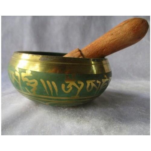 Collectable Tibetan Copper Singing Bowl With a Wooden Stick Chinese Handwork Bowl Free Shipping Size :Diameter 8CM