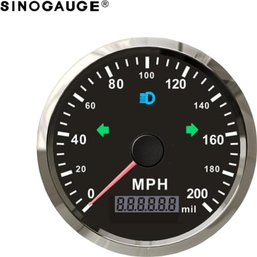 Motorcycle speedometer 200km/h kph mph 85mm with high beam LED blinker hot rod