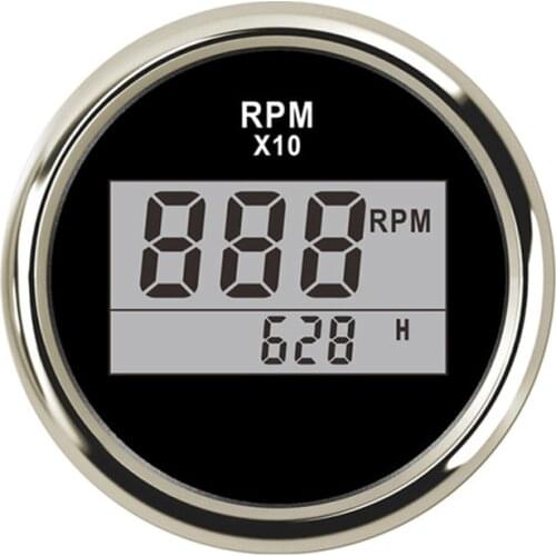 52mm Digital Tachometer 0-9990 RPM Engine Hourmeter LCD Gauge With Red Backlight 9-32V Fit For Boat Car Truck Motorcycle