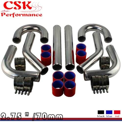 8 Pcs Universal 2.75" 70MM Aluminum Piping kit Turbo Boost Intercooler Pipe Red