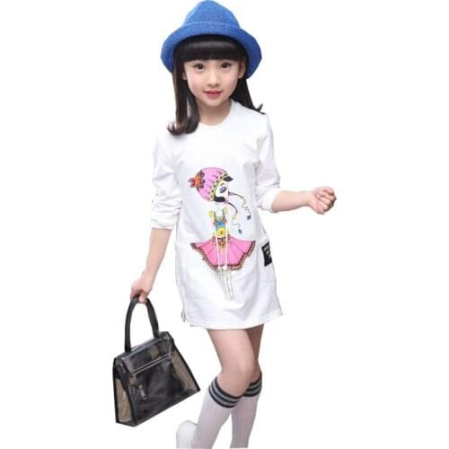 Girls spring T-shirt cotton round neck long section rendering clothing girls long-sleeved t-shirt bottoming animation