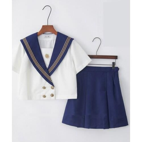 Japanese School Uniform For Girls Navy Sailor Uniform Students Clothes Anime Skirt For Girl Lala Cheerleader Clothing