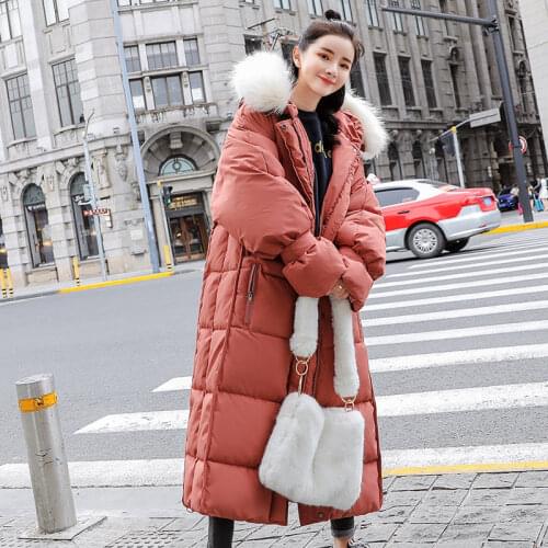 Plus Size Women Jacket Cotton 2019 Winter Coats Super Long Loose Winter Jacket Women Parkas Hooded Fur Collar Thicken Snow Coat