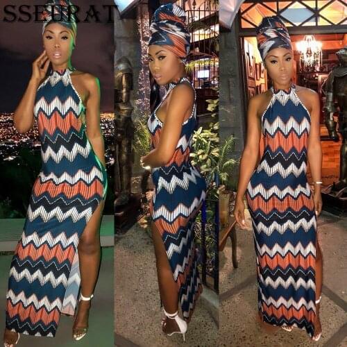 SSEURAT Women Long Dress Print Sleeveless O-neck Stretchy Bodycon Maxi Dresses Sexy Fashion Party Vestidos Summer