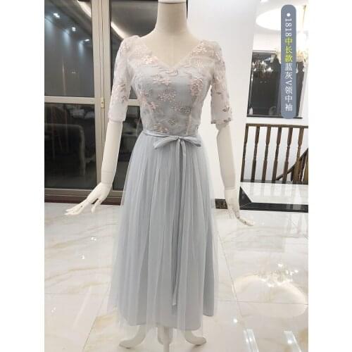 Muyoms Casual Top Elegant Floral Half Sleeve Vintage Embroidery Mid-calf V-neck Lace Dress For Women Traditional Party Dresses