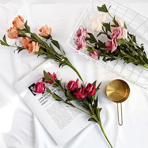 1 Bouquet Artificial Flower Simulation Rose Vintage No Withering TPE European-style Decoration Simulation Flower for Party