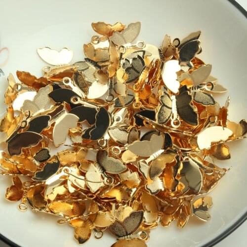 20 Golden Metal Butterfly Charms Pendant Butterfly Bug Insect Jewelry Charms over Brass Butterfly Findings SA37DVC46