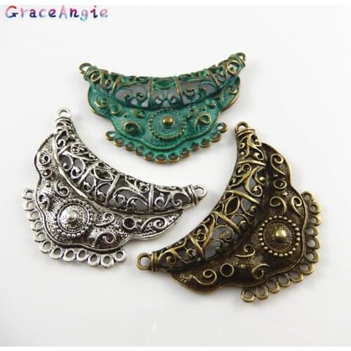 GraceAngie 3PCS Vintage Antique Bronze Jewelry Mixed Color Charms Pendant Connectors For Bracelet Necklace DIY Jewelry Crafts