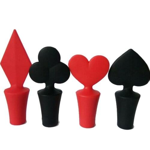 4 pcs/ set of silicone wine bottle stopper playing card series creative silicone wine bottle stopper bottle cap