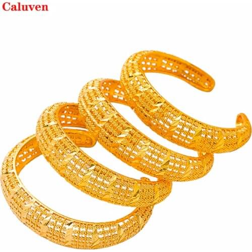 4pcs Dubai Bangles for Women Indian Gold Bracelets&Bangles With Charm Arabic bangles Bridal Jewelry
