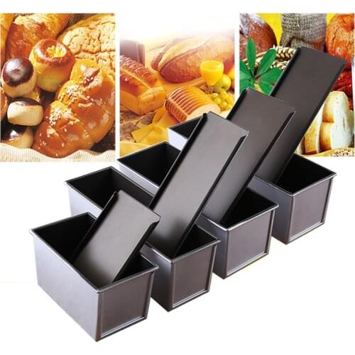 250g/450g/750g/900g/1000g/1200g Aluminum alloy black non-stick coating Toast boxes Bread Loaf Pan cake mold baking tool with lid