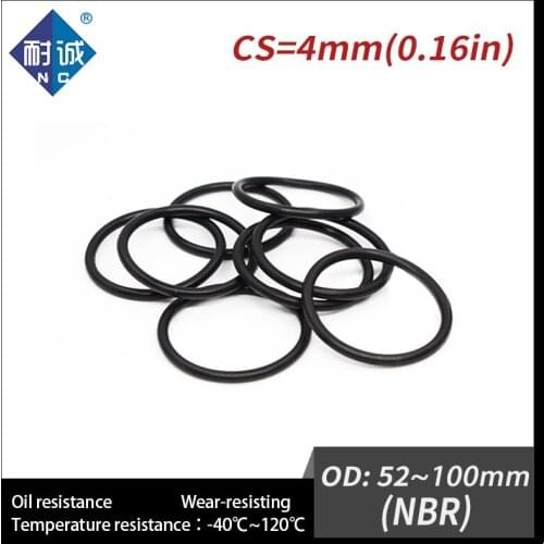 5PCS/lot Rubber Black NBR CS4mm OD52/55/60/65/70/75/80/85/90/95/100mm O Ring Gasket Oil resistant waterproof