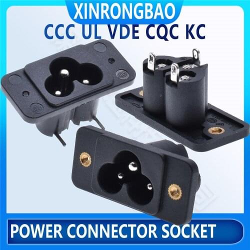 5PCS C6 AC Power connector socket 3pin Threaded voltage AC IEC 320 power socket connector 3pin black,PUL/KC/VDE/CQC/CCC 2.5A250v